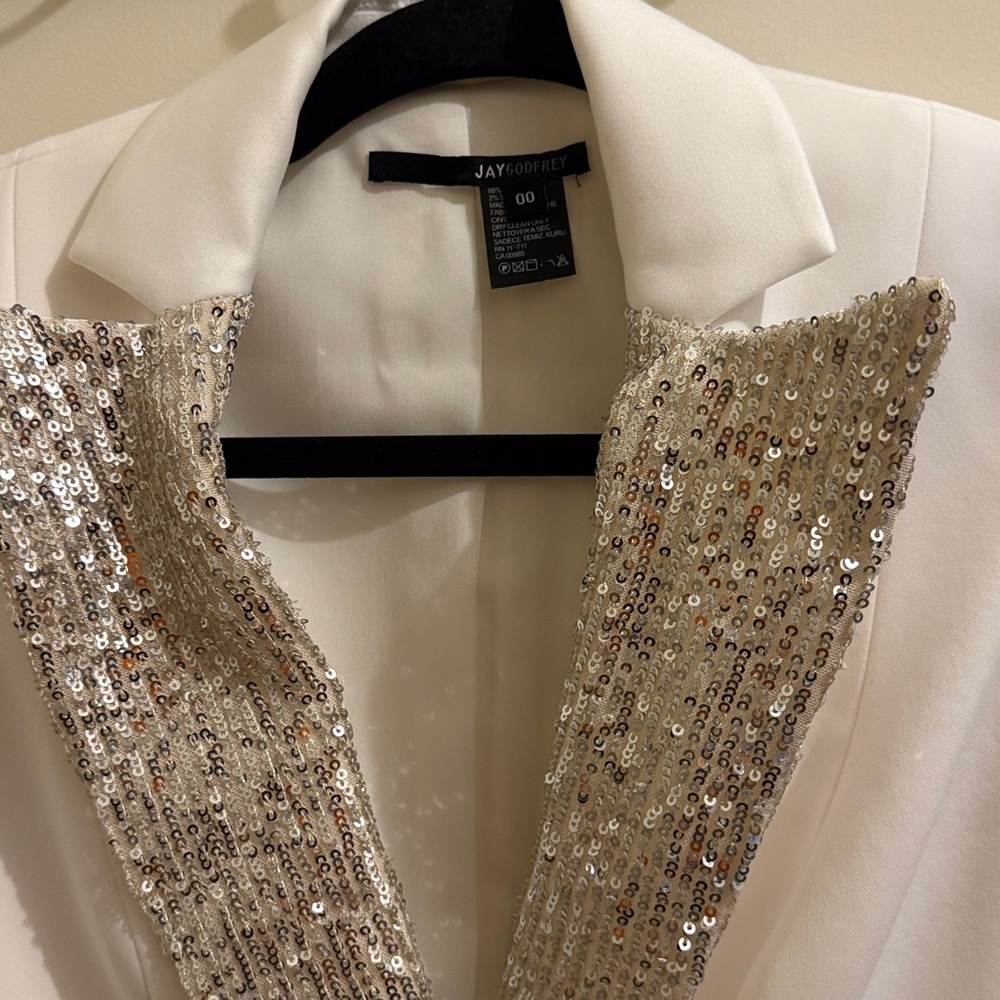 Jay Godfrey White Blazer dress with Sequin Lapels size 00